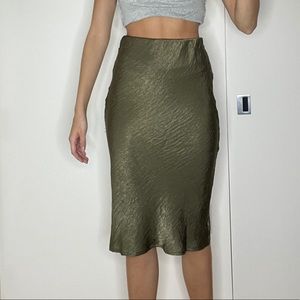 Olive green midi skirt